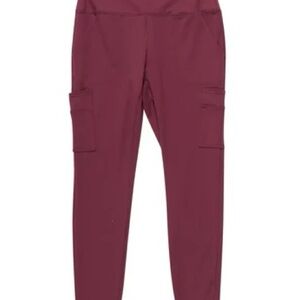 Spyder High-Rise Cargo Utility Athletic Sport Leggings Maroon/Burgundy EUC L